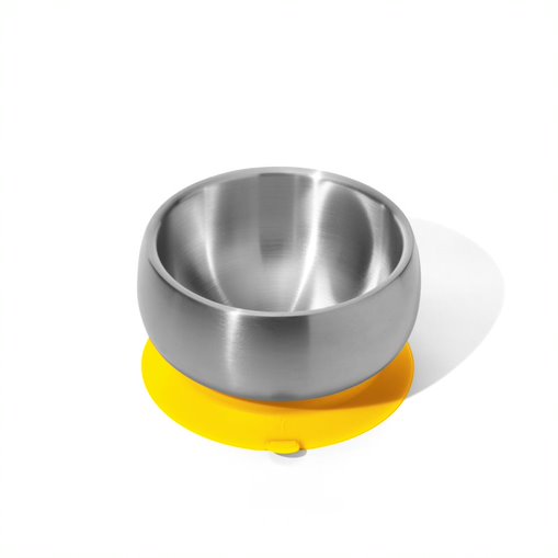 Avanchy Stainless Steel Baby Bowl with Lid - Yellow