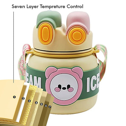 Little Surprise Box Yellow 2 Way Lid Style Icecream Theme Kids Water Bottle, 850Ml