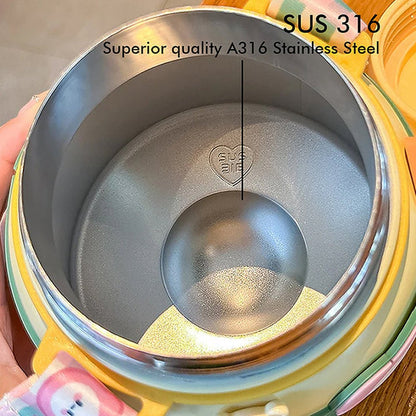 Little Surprise Box Yellow 2 Way Lid Style Icecream Theme Kids Water Bottle, 850Ml