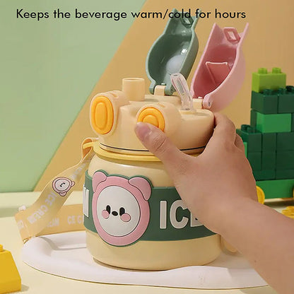 Little Surprise Box Yellow 2 Way Lid Style Icecream Theme Kids Water Bottle, 850Ml