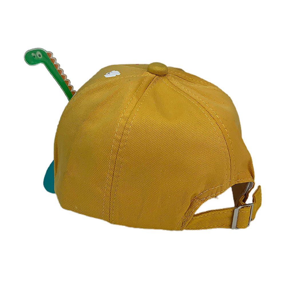 Little Surprise Box, Yellow & Teal  3d Dino on wheels Casual Cap for Kids