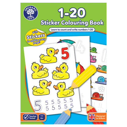 1-20 Sticker Colouring Book