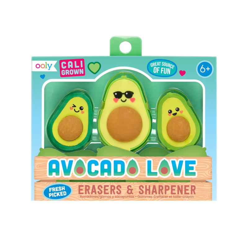 Avocado Love Eraser and Sharpener - set of 3