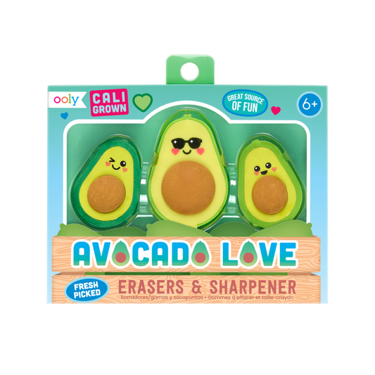 Avocado Love Eraser and Sharpener - set of 3