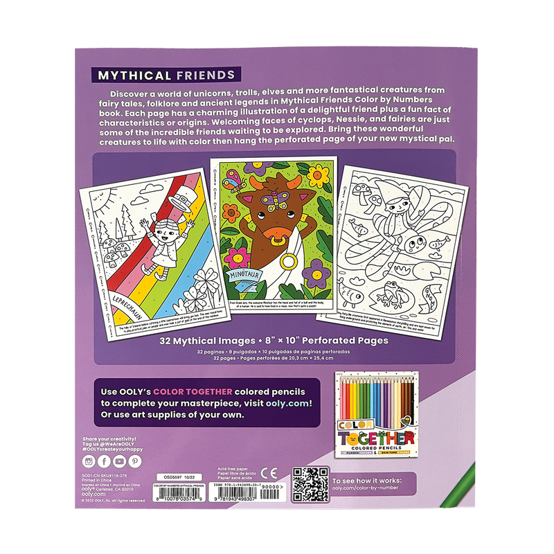 Color By Number Coloring Book-Mythical Friends