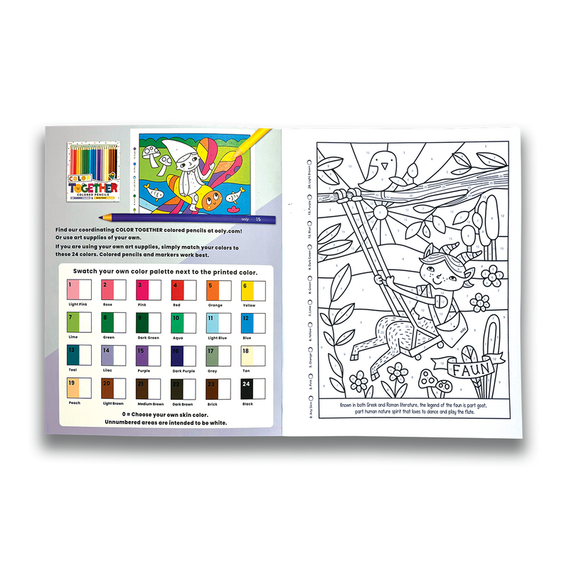 Color By Number Coloring Book-Mythical Friends