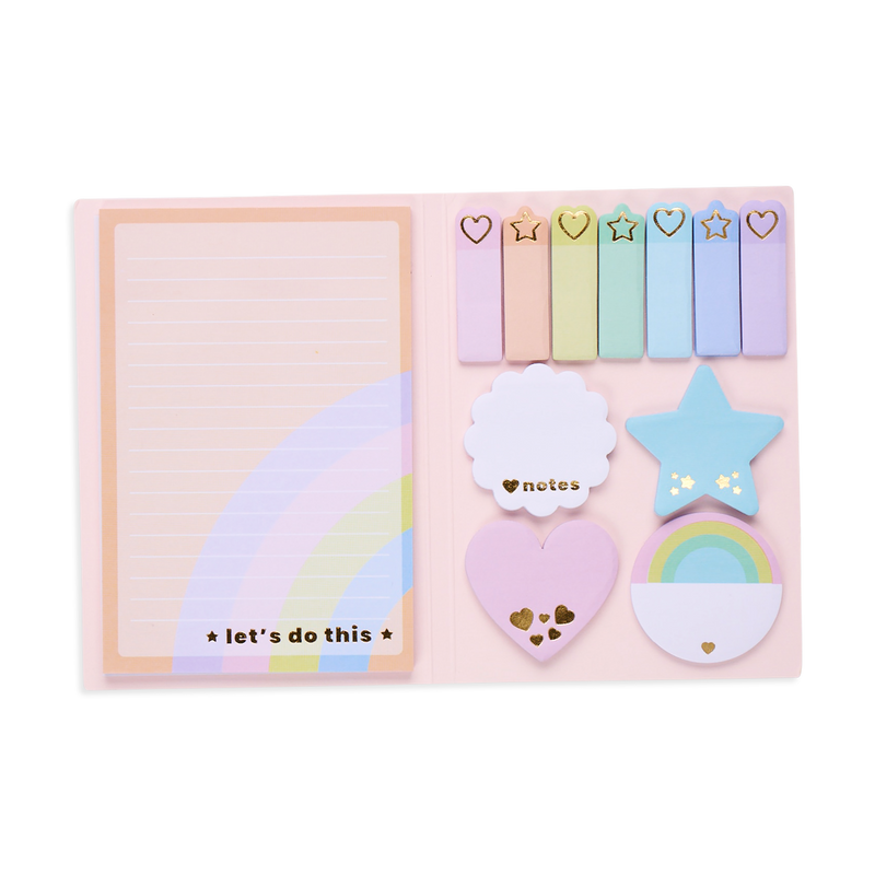 Side Notes Sticky Tab Note Pad - Pastel Rainbows