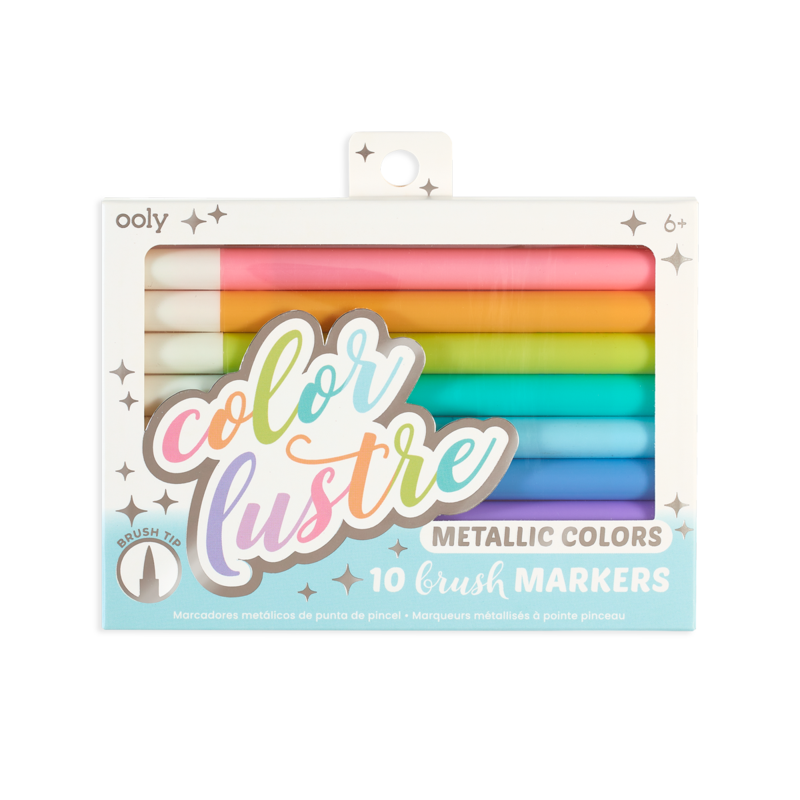 Colour Lustre Metallic Brush Markers - Set of 10