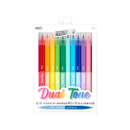 Dual Tone Double Ended Brush Marker - Set of 12/24 colors
