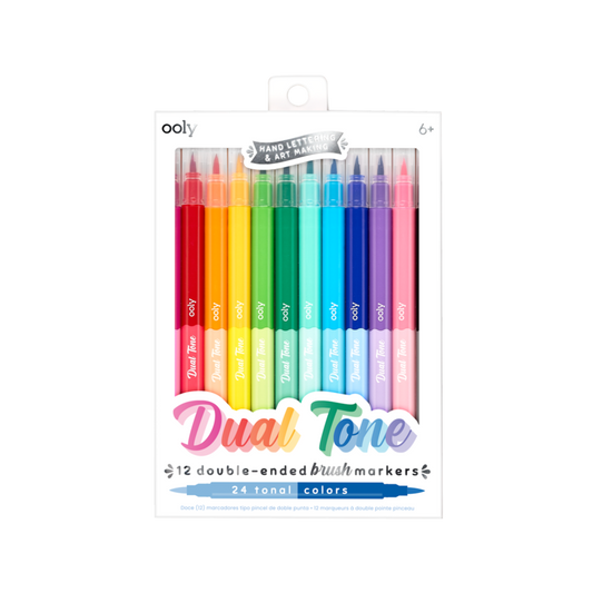 Dual Tone Double Ended Brush Marker - Set of 12/24 colors