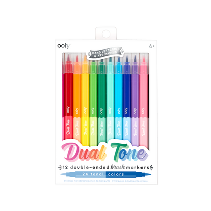 Dual Tone Double Ended Brush Marker - Set of 12