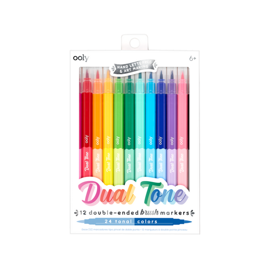 Dual Tone Double Ended Brush Marker - Set of 12