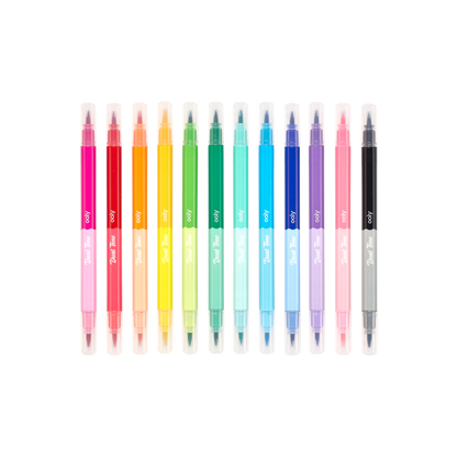 Dual Tone Double Ended Brush Marker - Set of 12
