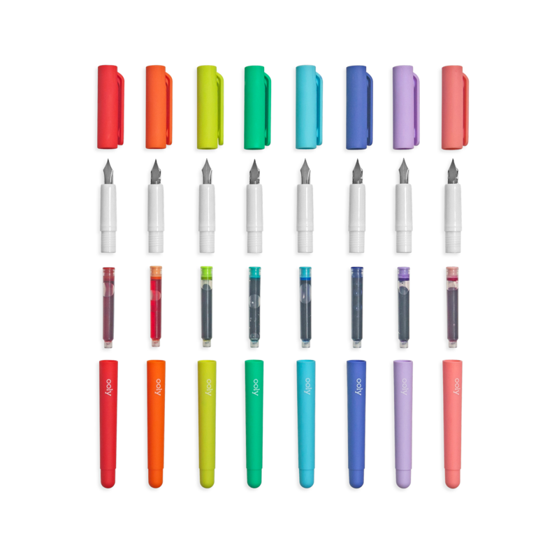 Color Write Colored Fountain Pens - Set of 8