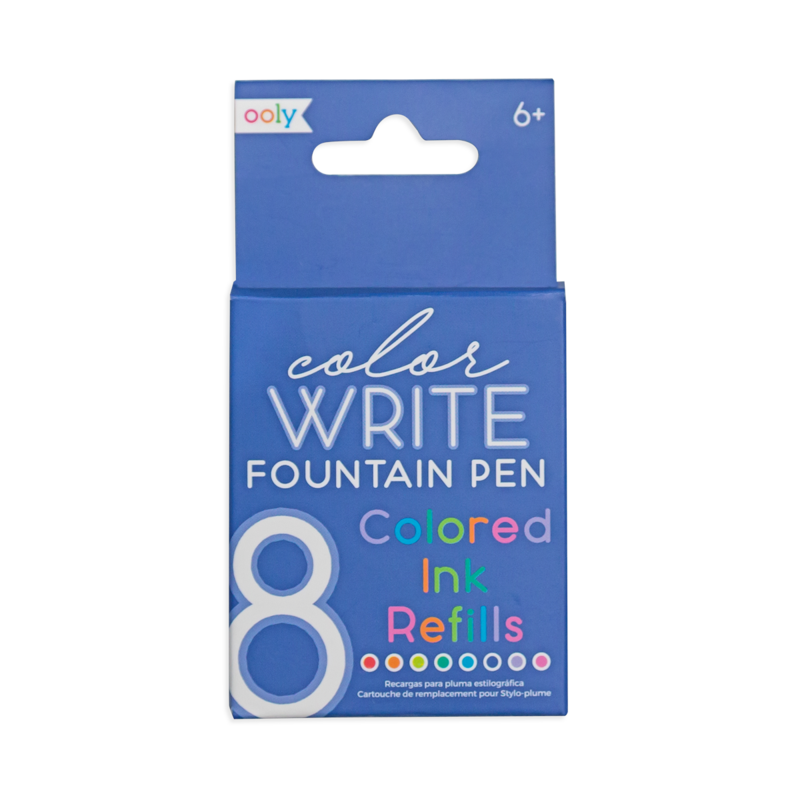 Color Write Colored Fountain Pens Ink Refills - Set of 8
