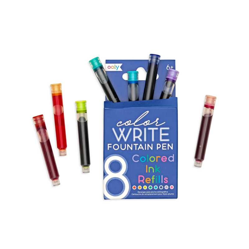 Color Write Fountain Pen Colored Ink Refills - Set of 8