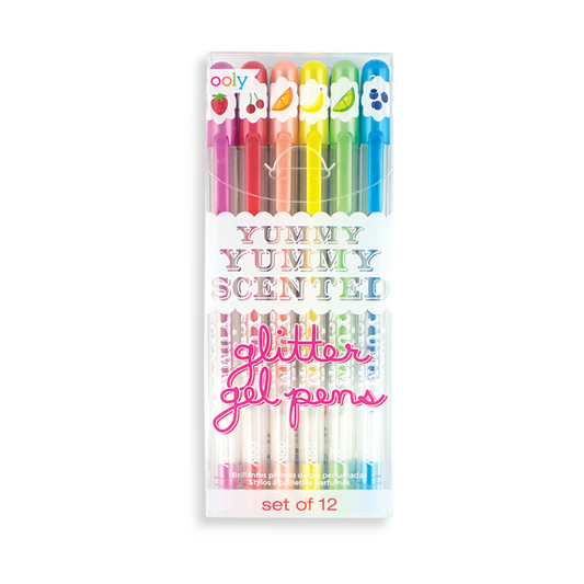 Yummy Yummy Scented Colored Glitter Gel Pens - Set of 12