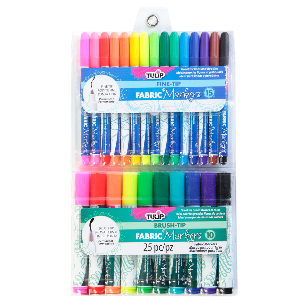 Fabric Marker Fine-Tip and Brush-Tip 25 Pack