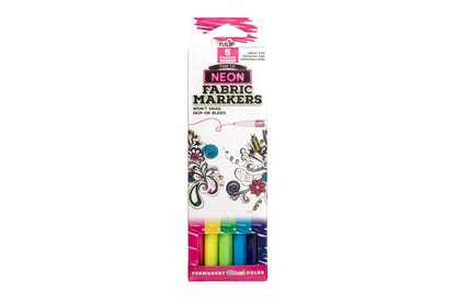Tulip Permanent Nontoxic Markers Neon 5 Pack-Fine Bullet Tip