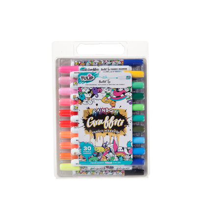Graffiti Bullet Tip Rainbow Fabric Markers 30 Pack