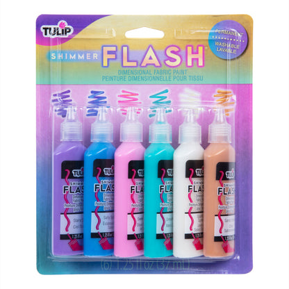 Shimmer Flash Dimensional Fabric Paint - 6 Pack