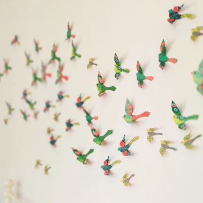 Paper Birds for Wall Decoration: Set of 24