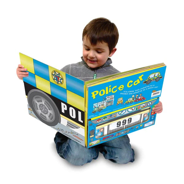 Convertible Police Car | Sit-in Car & Adventure Story Book & Play Mat for 3-6 years