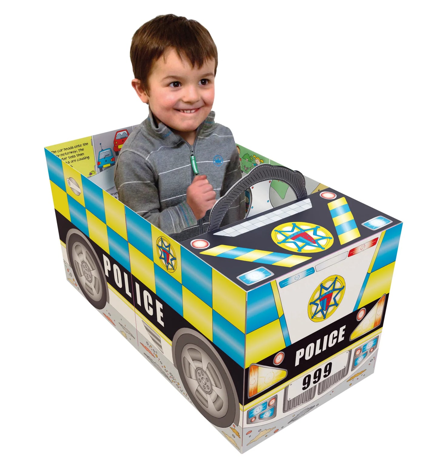 Convertible Police Car | Sit-in Car & Adventure Story Book & Play Mat for 3-6 years