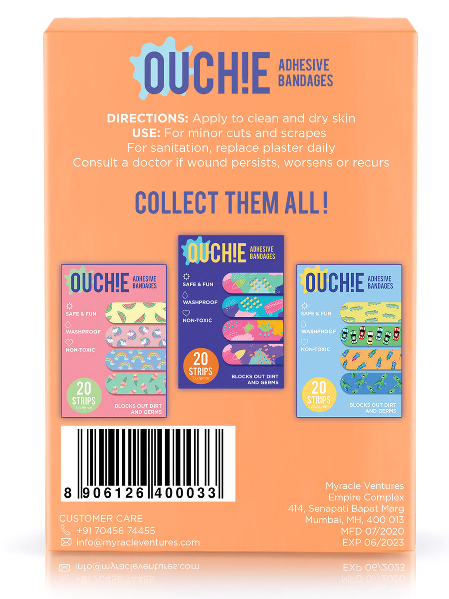 Ouchie Kids Bandages Pack of 20 - Orange