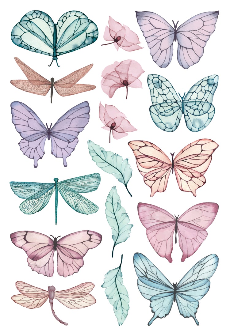 Watercolour Butterfly Reusable Wall Stickers