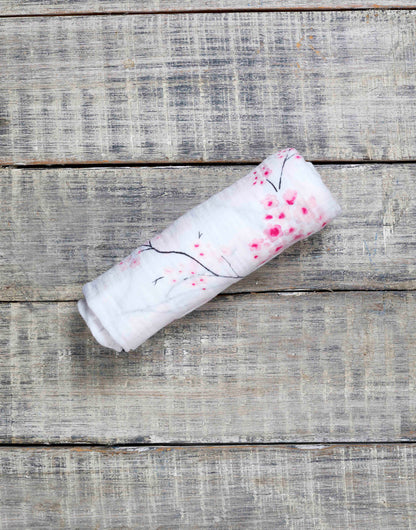 Organic Muslin Swaddle - Cherry Blossom