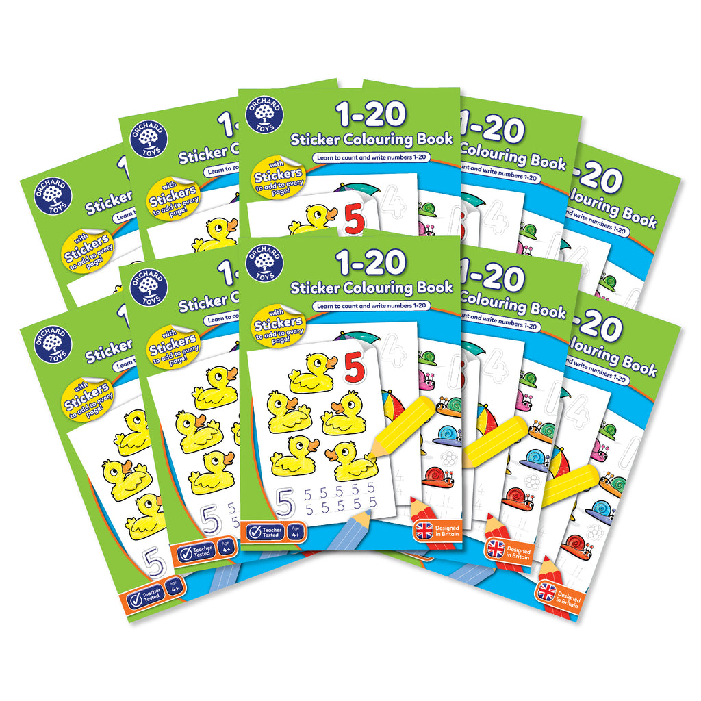 1-20 Sticker Colouring Books (10 PACK)
