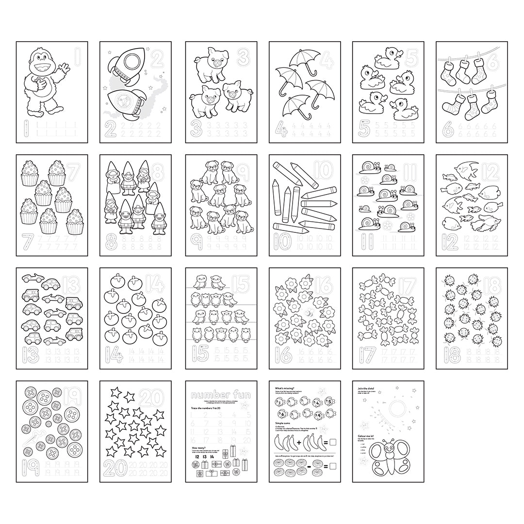 Plus Sign Colouring Book 1-20 Sticker Colouring Books (10 PACK) – Bombay Kids Company