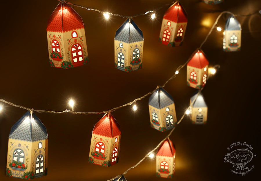 Set of 10 Mini Happy Home with Fairy Lights - Electric with 2 Pin Plug