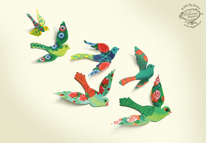 Paper Birds for Wall Decoration: Set of 24