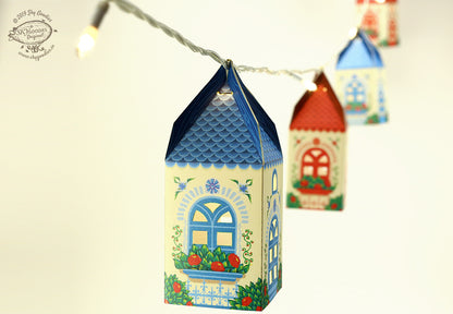 Set of 10 Mini Happy Home with Fairy Lights - Electric with 2 Pin Plug
