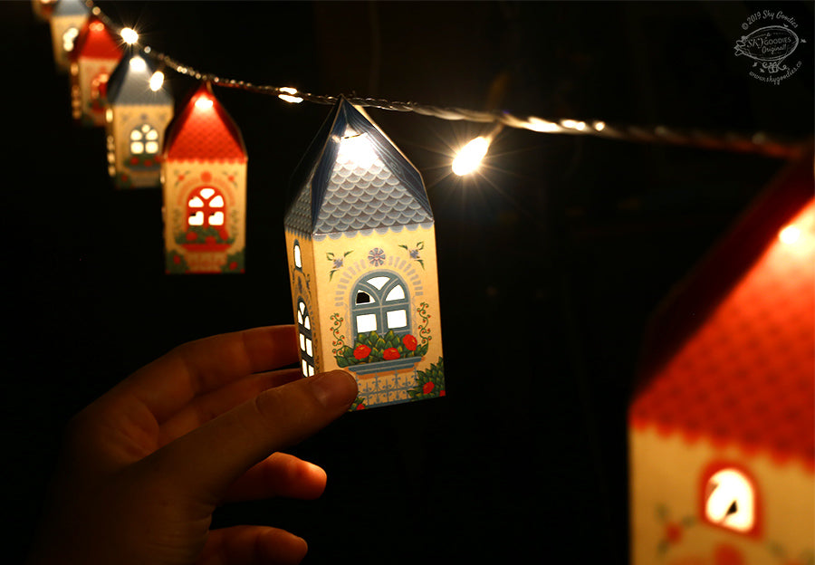 Set of 10 Mini Happy Home with Fairy Lights - Electric with 2 Pin Plug