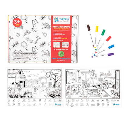Doodle Placemats Set - FIND & COLOR Series