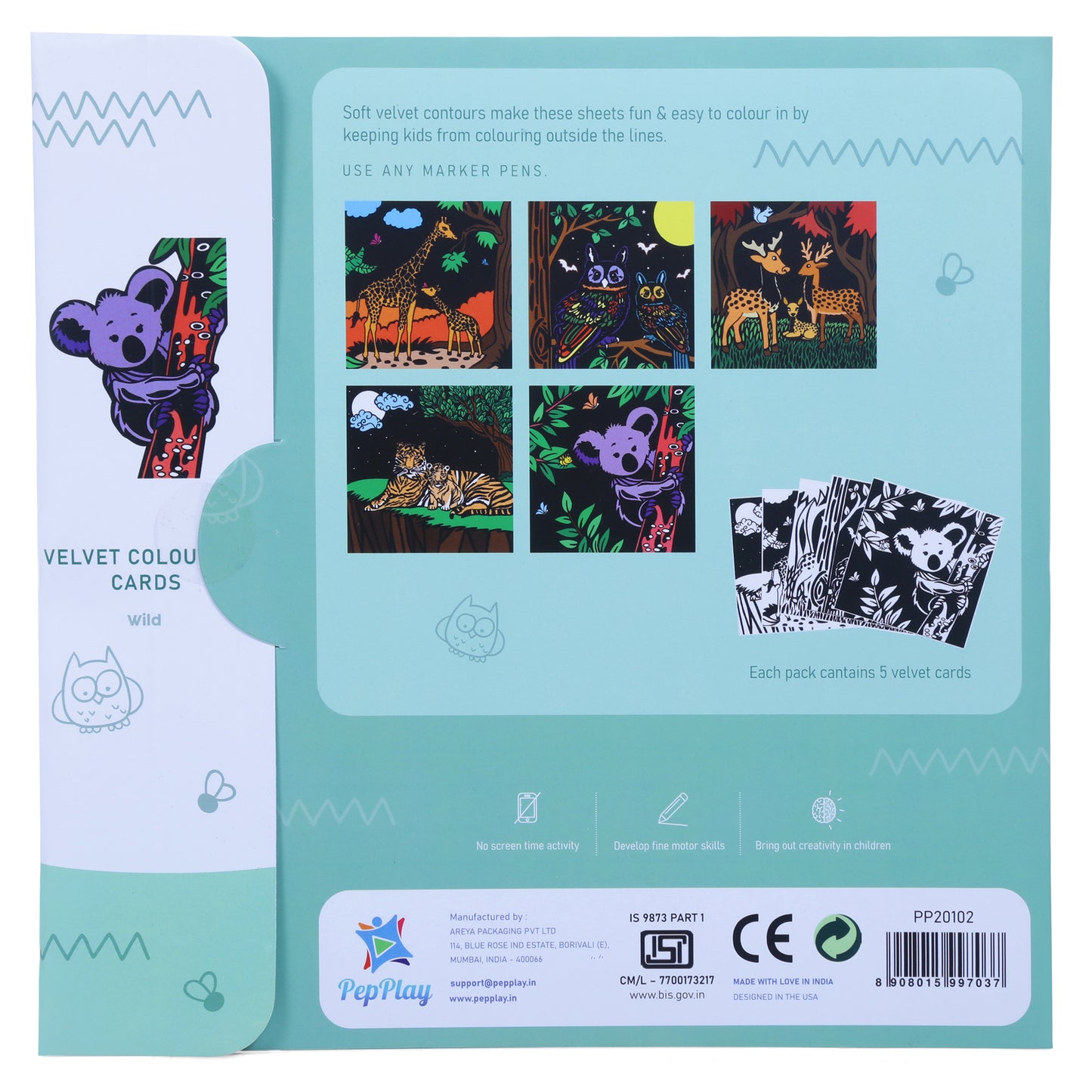 PepPlay Velvet Colouring cards - Wild