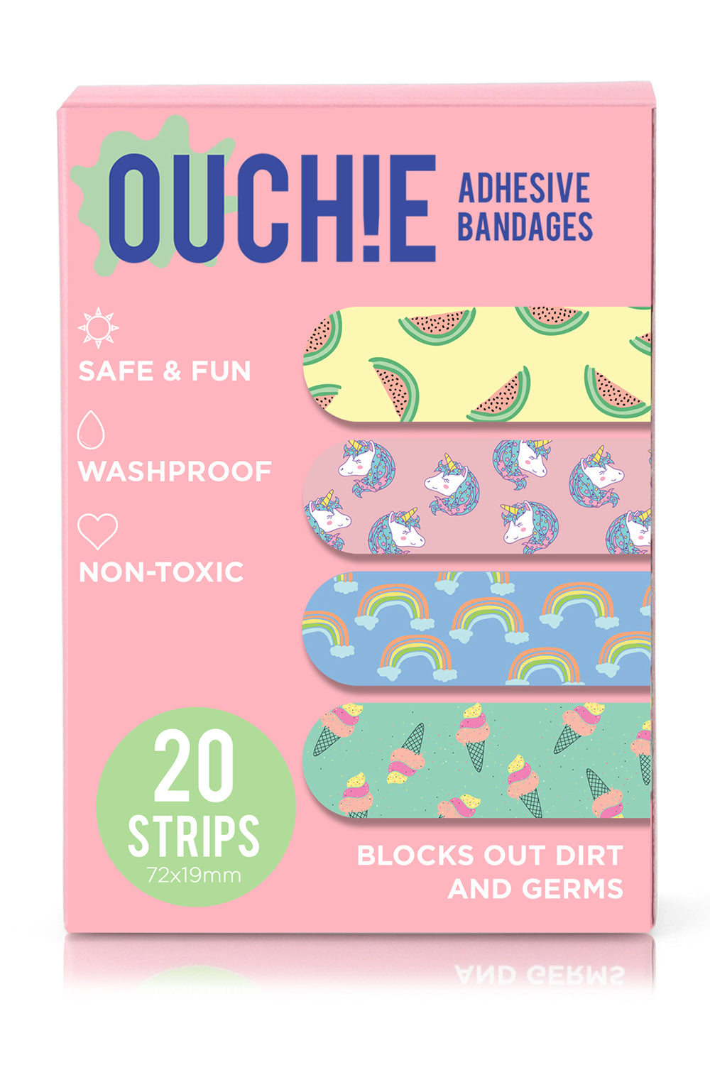 Ouchie Kids Bandages Pack of 20- Pink