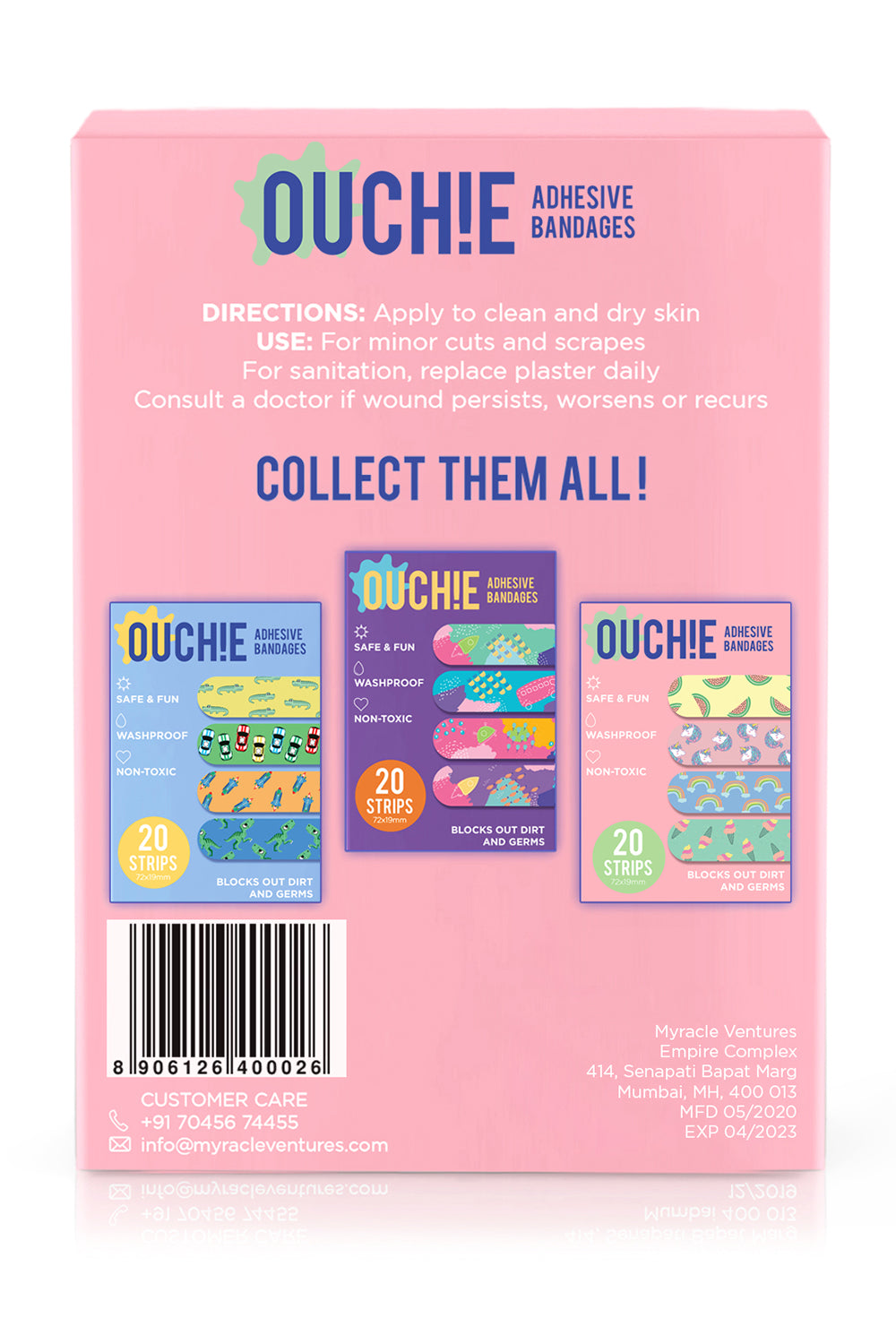 Ouchie Kids Bandages Pack of 20- Pink