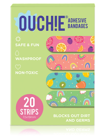 Ouchie Non-Toxic Printed Bandages (20 Pack) - Lime Green