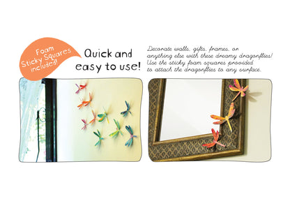 Paper Dragonflies for Wall Decoration: Set of 24