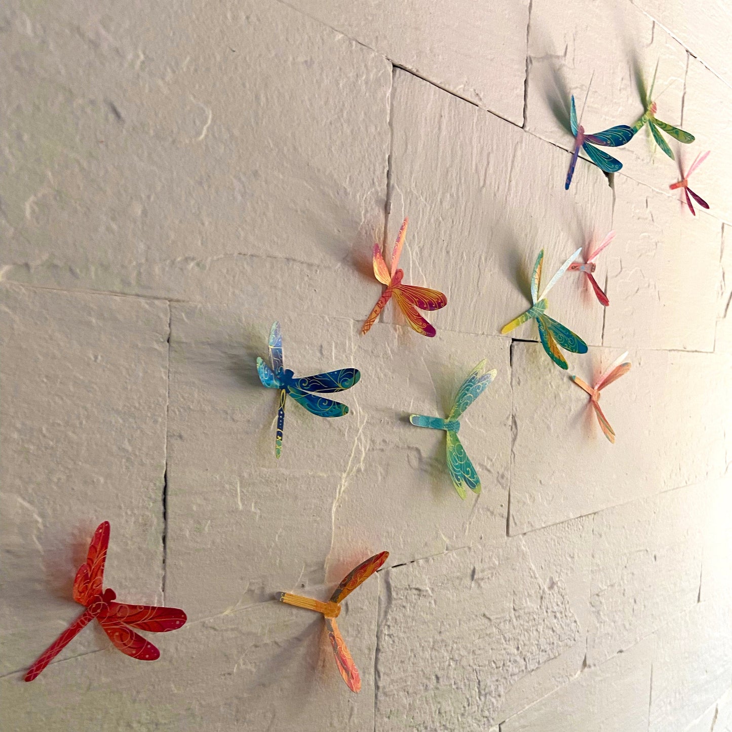 Paper Dragonflies for Wall Decoration: Set of 24