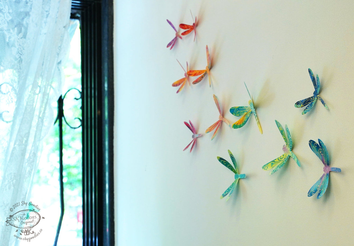 Paper Dragonflies for Wall Decoration: Set of 24