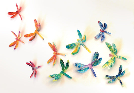 Paper Dragonflies for Wall Decoration: Set of 24