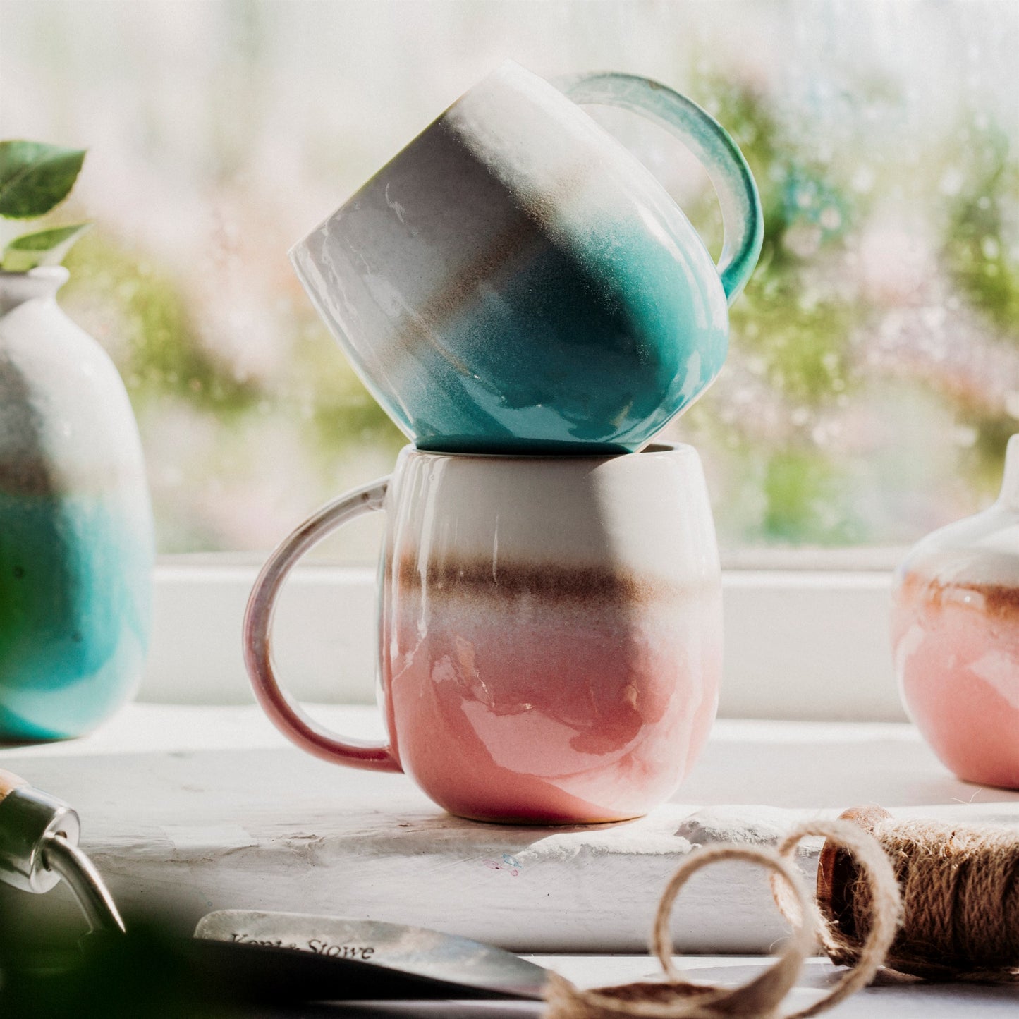 Dip Glazed Ombre Turquoise Mug