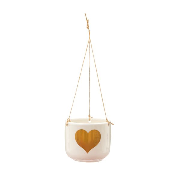 Gold Heart Hanging Planter