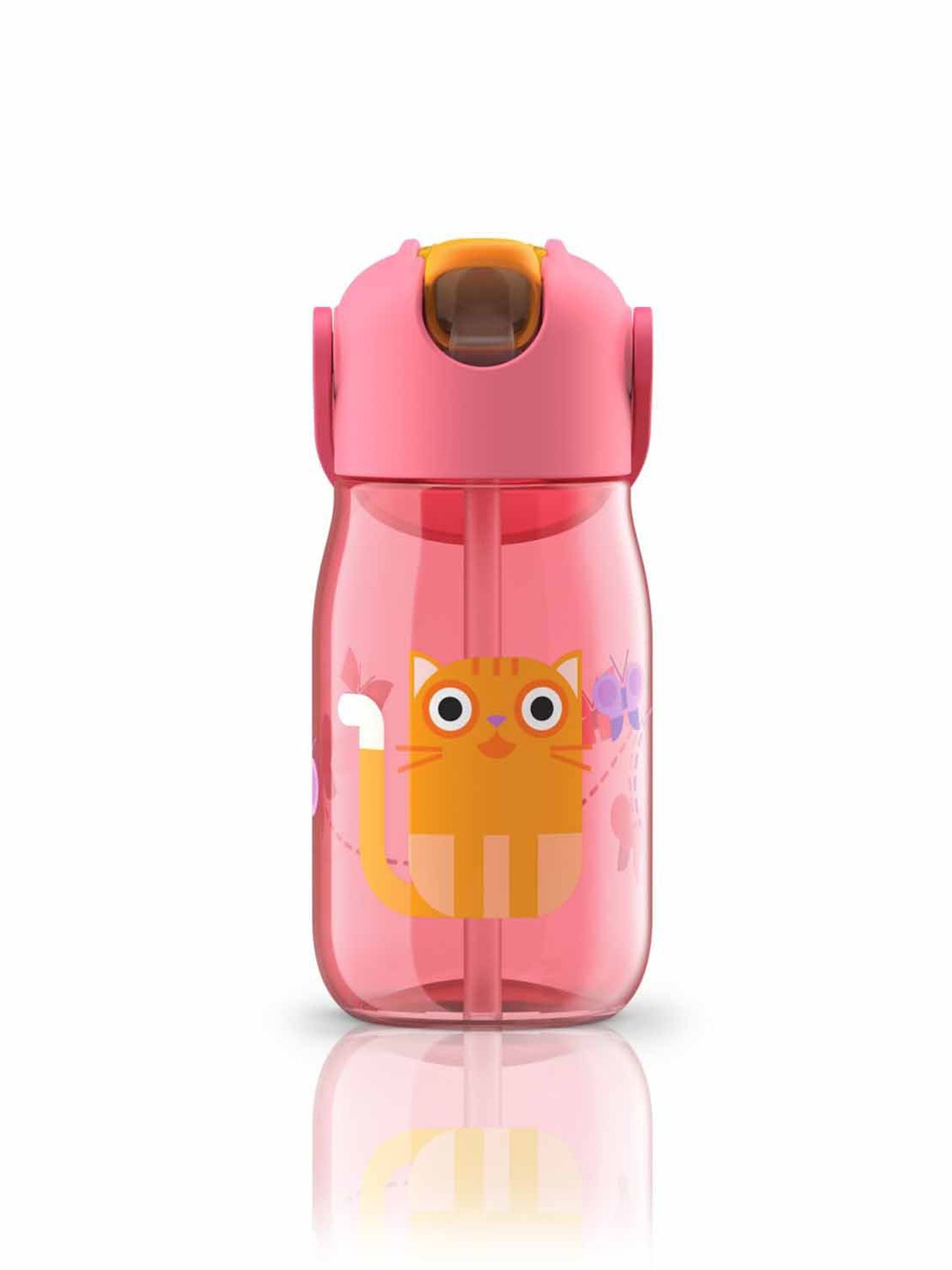 thinKitchen™ Zoku Kids Flip Straw Bottle, Pink, 415ml