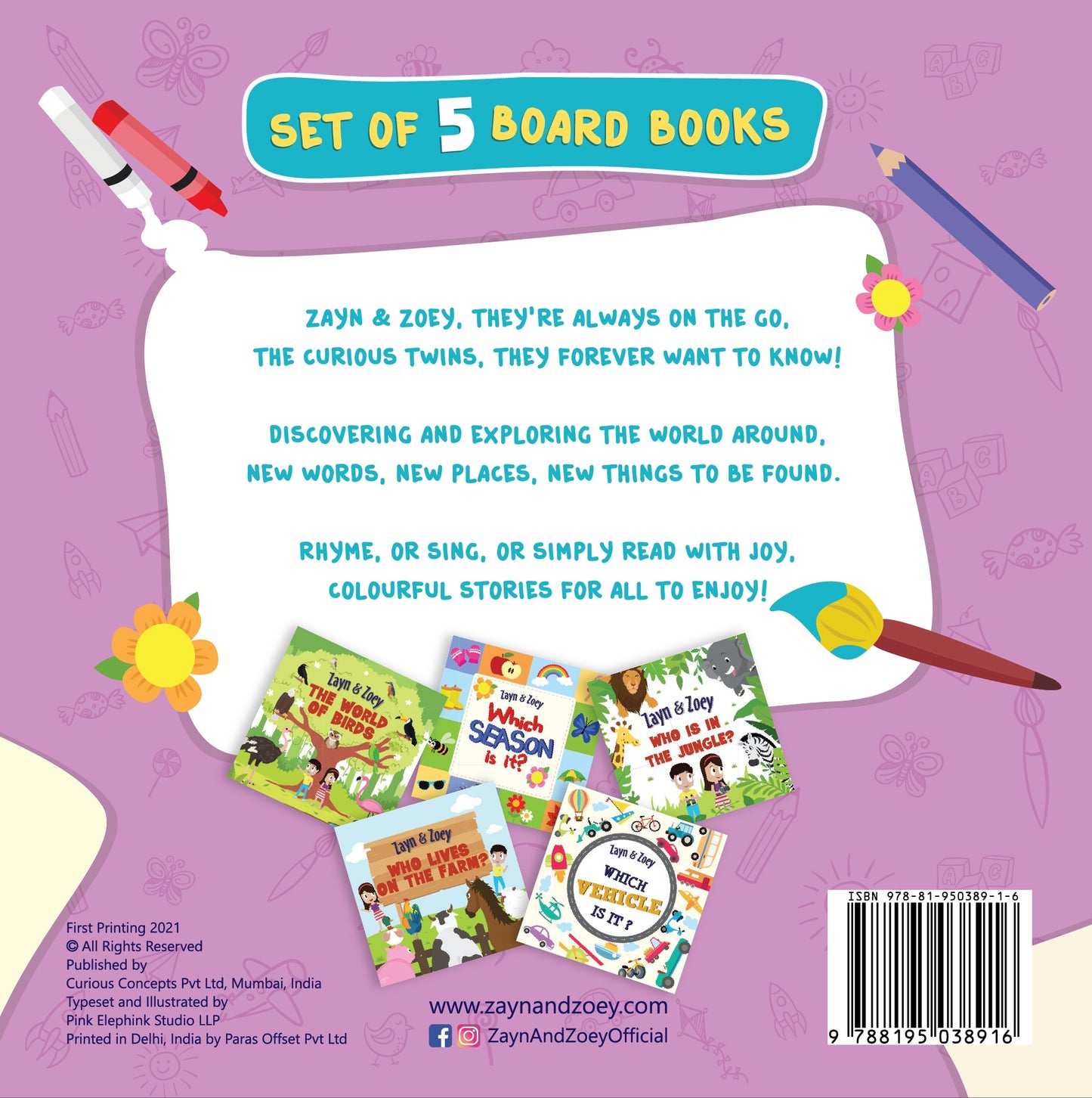 Zayn & Zoey First Box of Learning Set of 5 Board Books